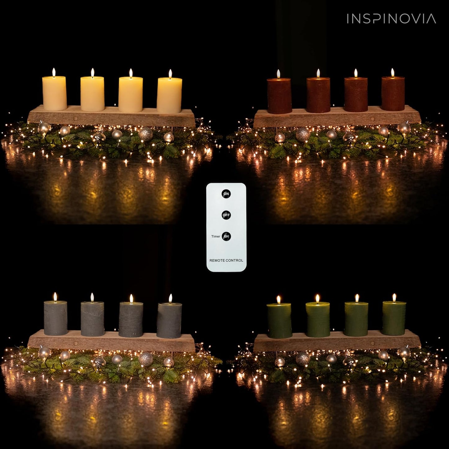 LED Echtwachs Kerzen mit Fernbedienung & Timer 10cm - bordeaux rot