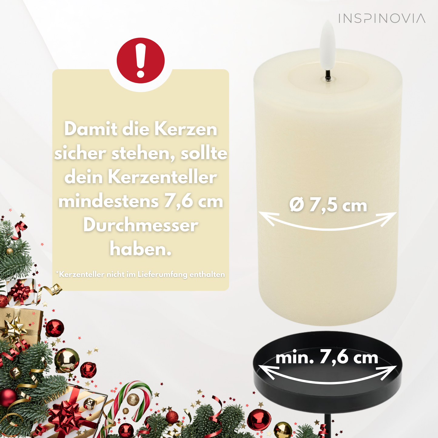 LED Echtwachs Kerzen mit Fernbedienung & Timer 12,5cm - creme weiß