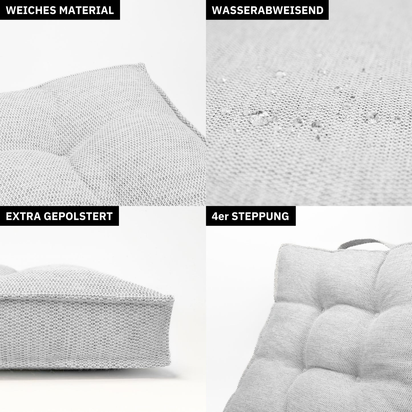 Sitzkissen 40 x 40 cm, 2er Set - Hellgrau