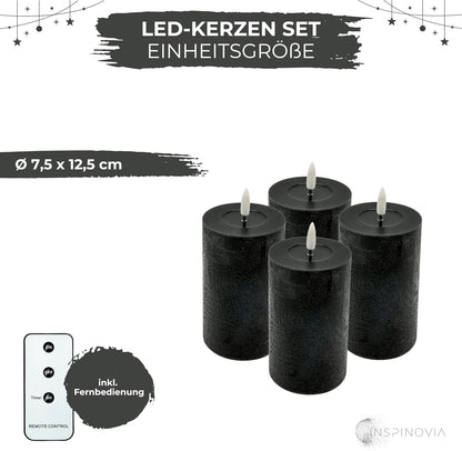LED Echtwachs Kerzen mit Fernbedienung & Timer 12,5cm - anthrazit