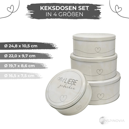 Keksdosen 4er Set - Mit Liebe gebacken
