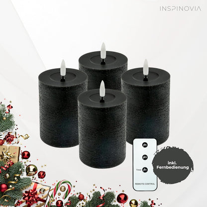 LED Echtwachs Kerzen mit Fernbedienung & Timer 10cm - anthrazit