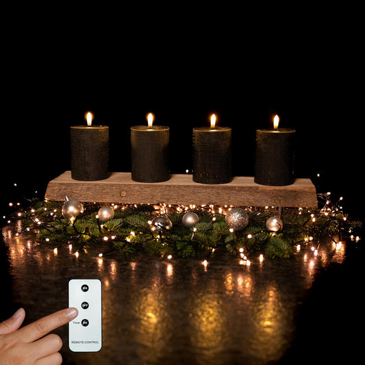 LED Echtwachs Kerzen mit Fernbedienung & Timer 10cm - anthrazit