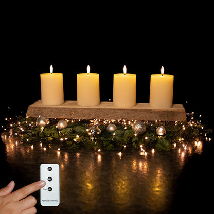 LED Echtwachs Kerzen mit Fernbedienung & Timer 10cm - creme weiß