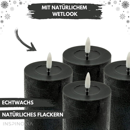 LED Echtwachs Kerzen mit Fernbedienung & Timer 10cm - anthrazit