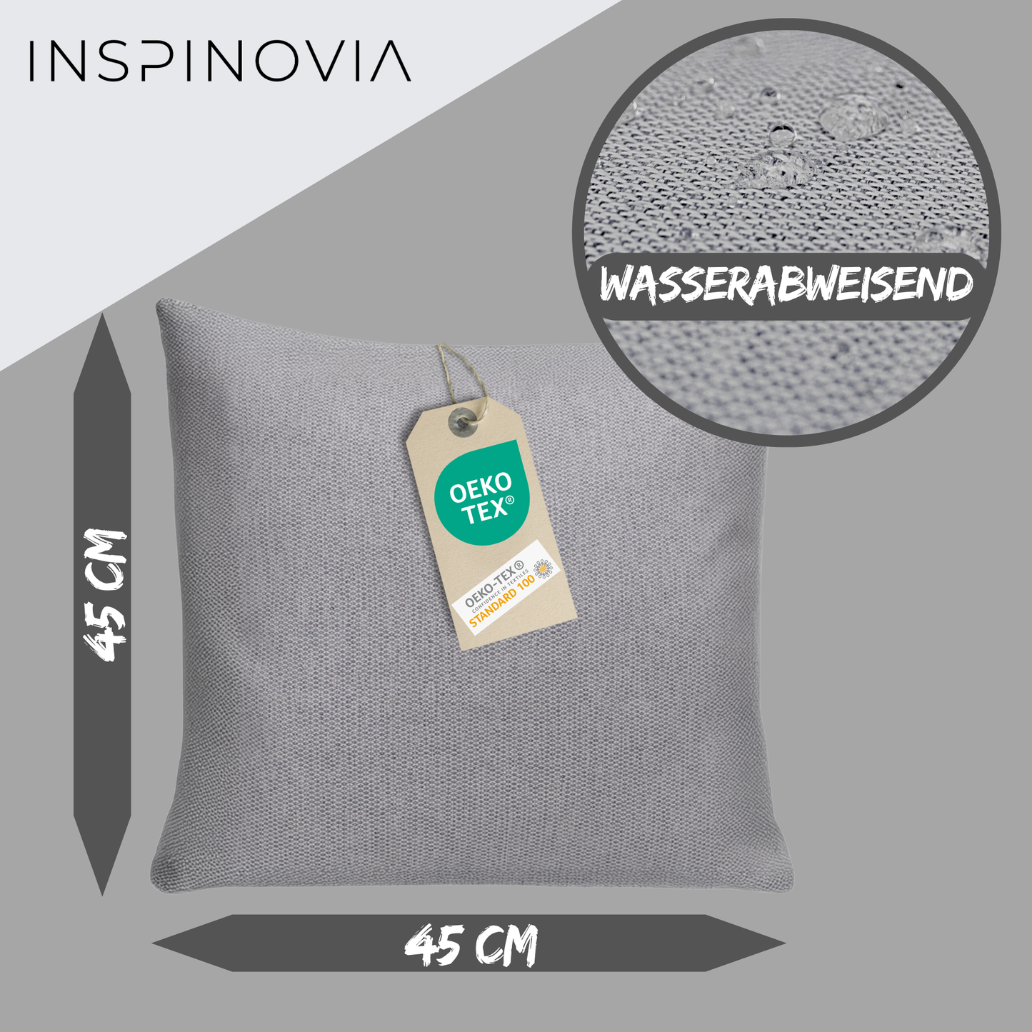 Kissen inkl. Füllung 45 x 45 cm, 6er Set - Grau