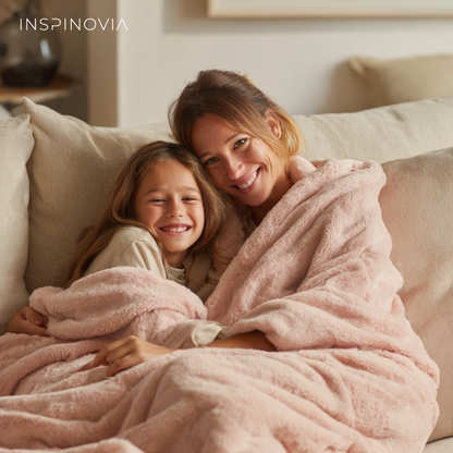 Kuscheldecke 150 x 200 cm mit Fleece-Beutel - Hellrosa