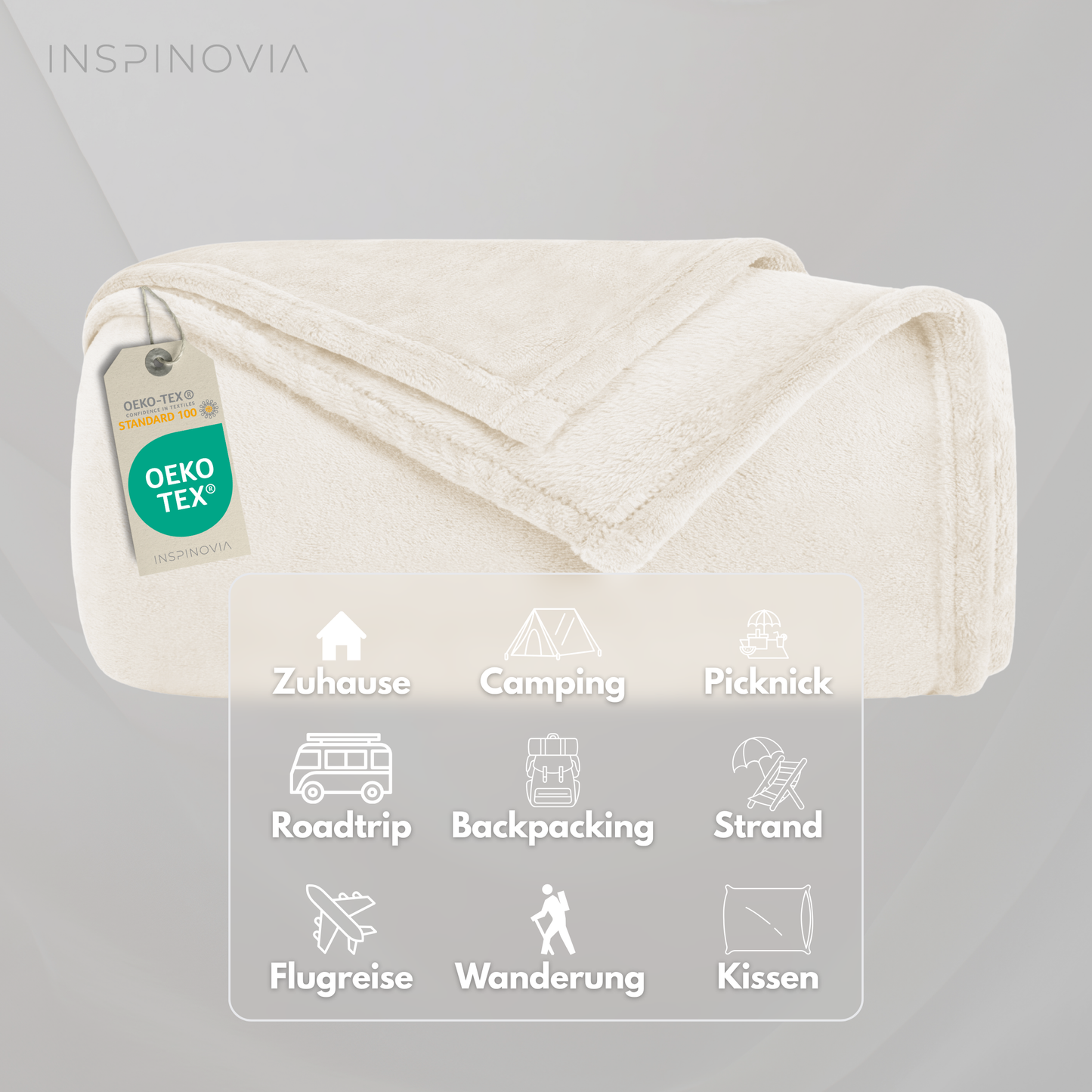 Kuscheldecke 150 x 200 cm mit Fleece-Beutel - Beige