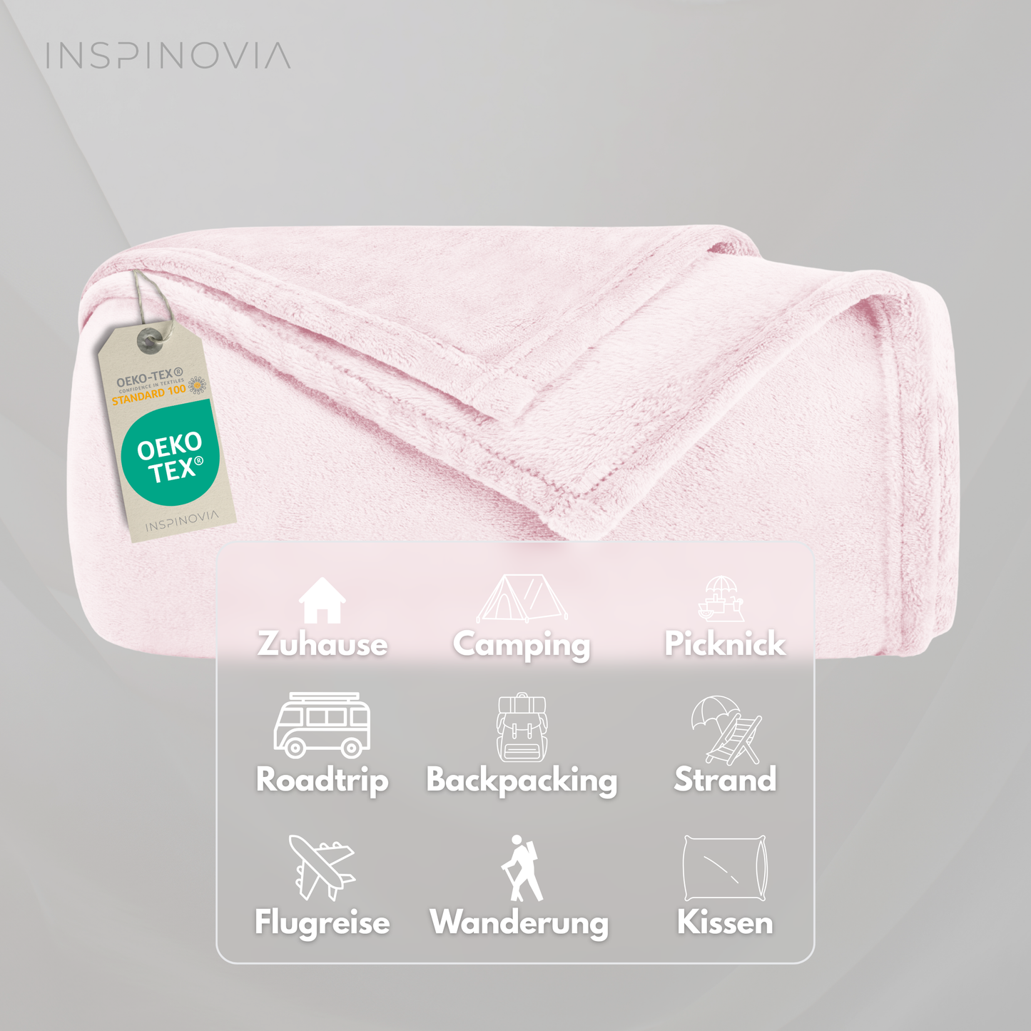 Kuscheldecke 150 x 200 cm mit Fleece-Beutel - Hellrosa