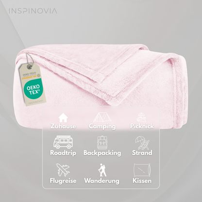 Kuscheldecke 150 x 200 cm mit Fleece-Beutel - Hellrosa