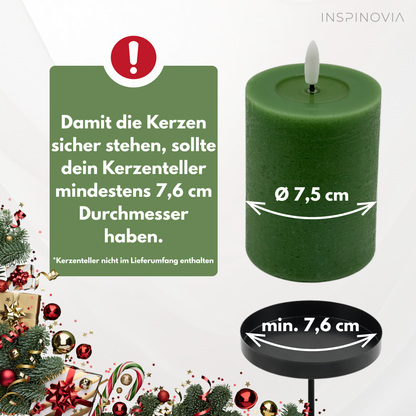 LED Echtwachs Kerzen mit Fernbedienung & Timer 10cm - grün