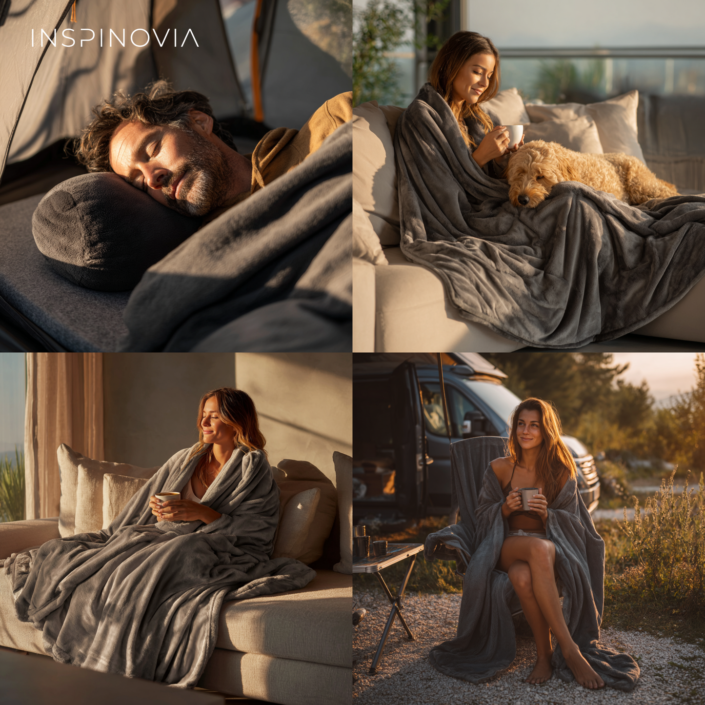 Kuscheldecke 150 x 200 cm mit Fleece-Beutel - Grau