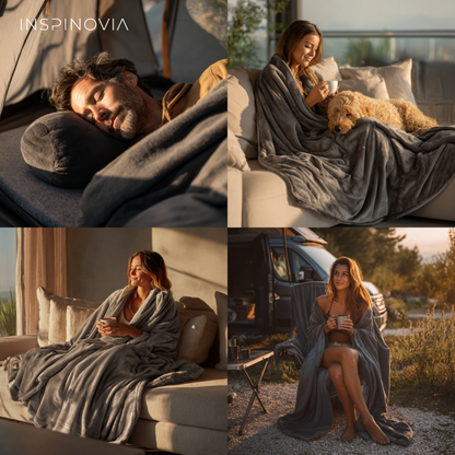 Kuscheldecke 150 x 200 cm mit Fleece-Beutel - Grau