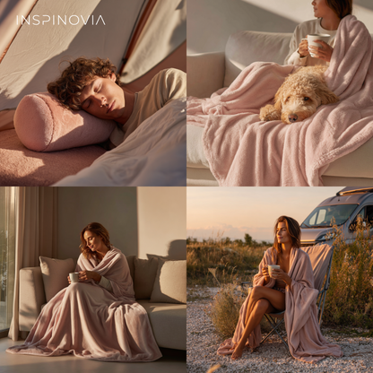 Kuscheldecke 150 x 200 cm mit Fleece-Beutel - Hellrosa