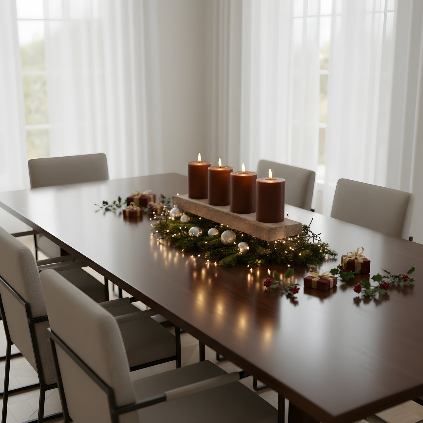 LED Echtwachs Kerzen mit Fernbedienung & Timer 10cm - bordeaux rot