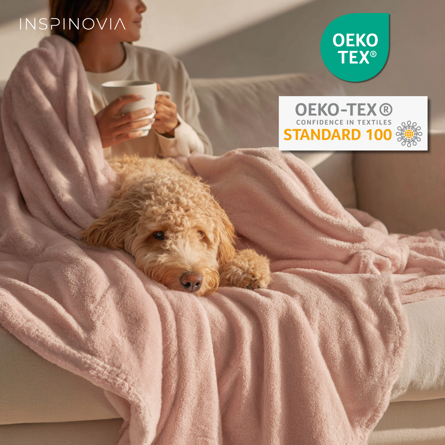 Kuscheldecke 150 x 200 cm mit Fleece-Beutel - Hellrosa