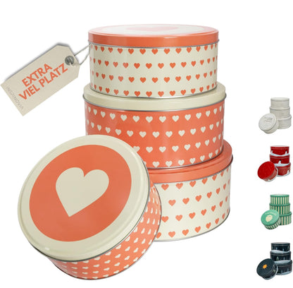 Keksdosen 4er Set - Retro Herzen