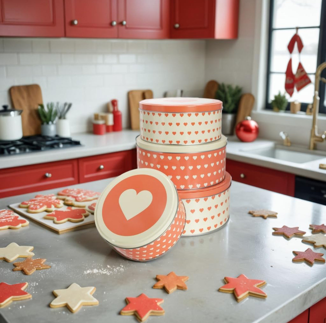 Keksdosen 4er Set - Retro Herzen