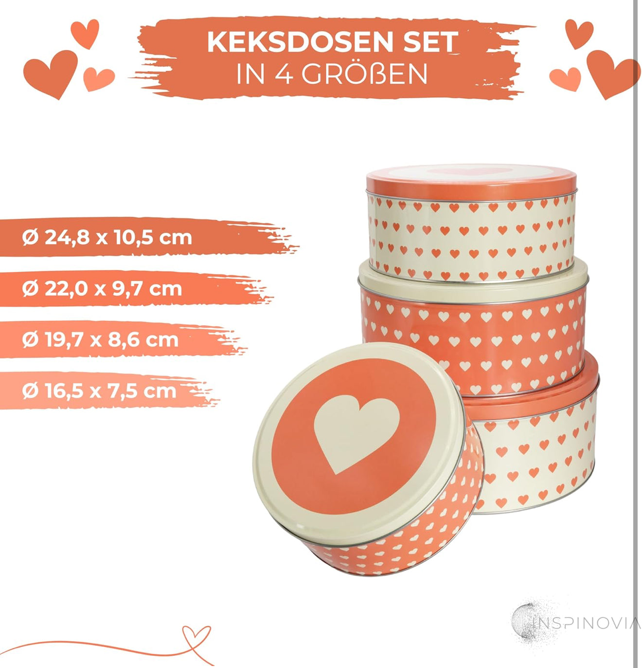 Keksdosen 4er Set - Retro Herzen