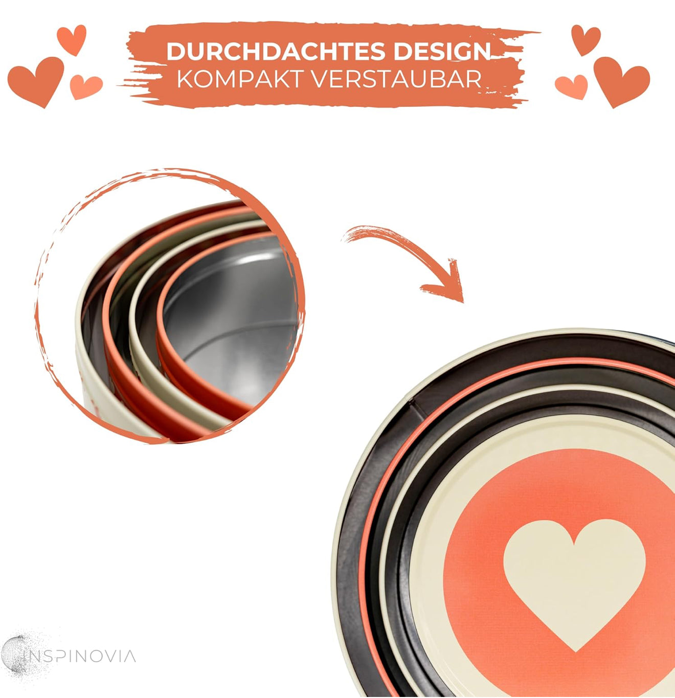 Keksdosen 4er Set - Retro Herzen