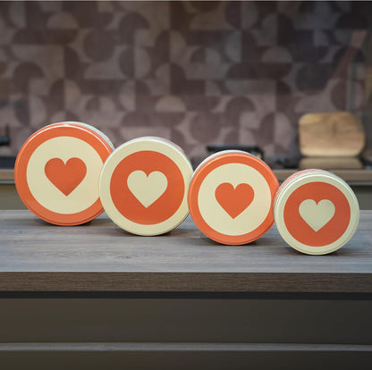 Keksdosen 4er Set - Retro Herzen