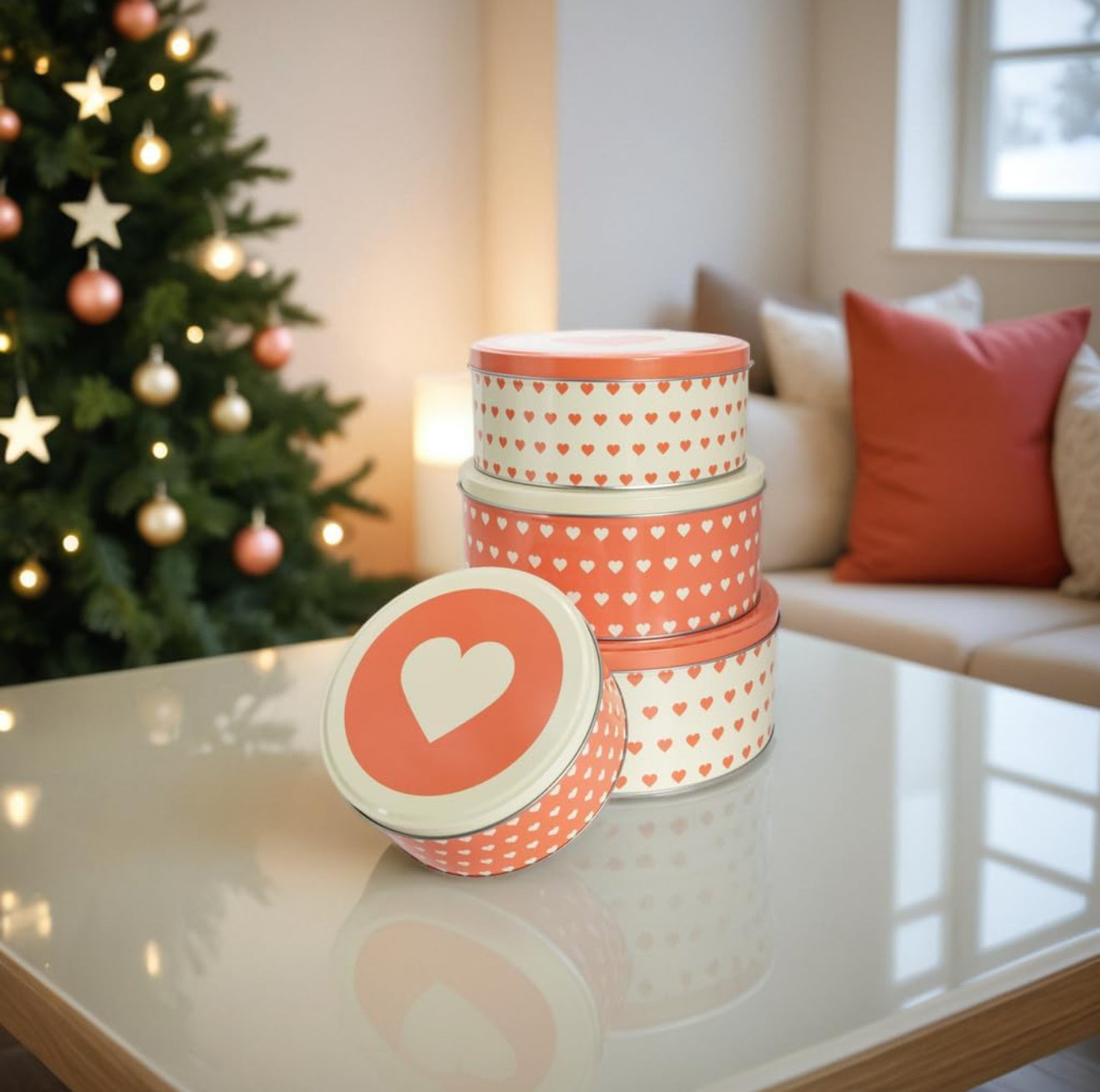 Keksdosen 4er Set - Retro Herzen
