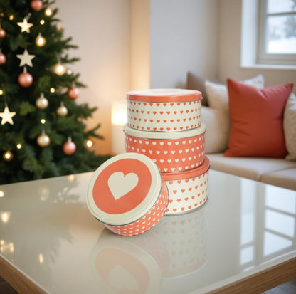 Keksdosen 4er Set - Retro Herzen