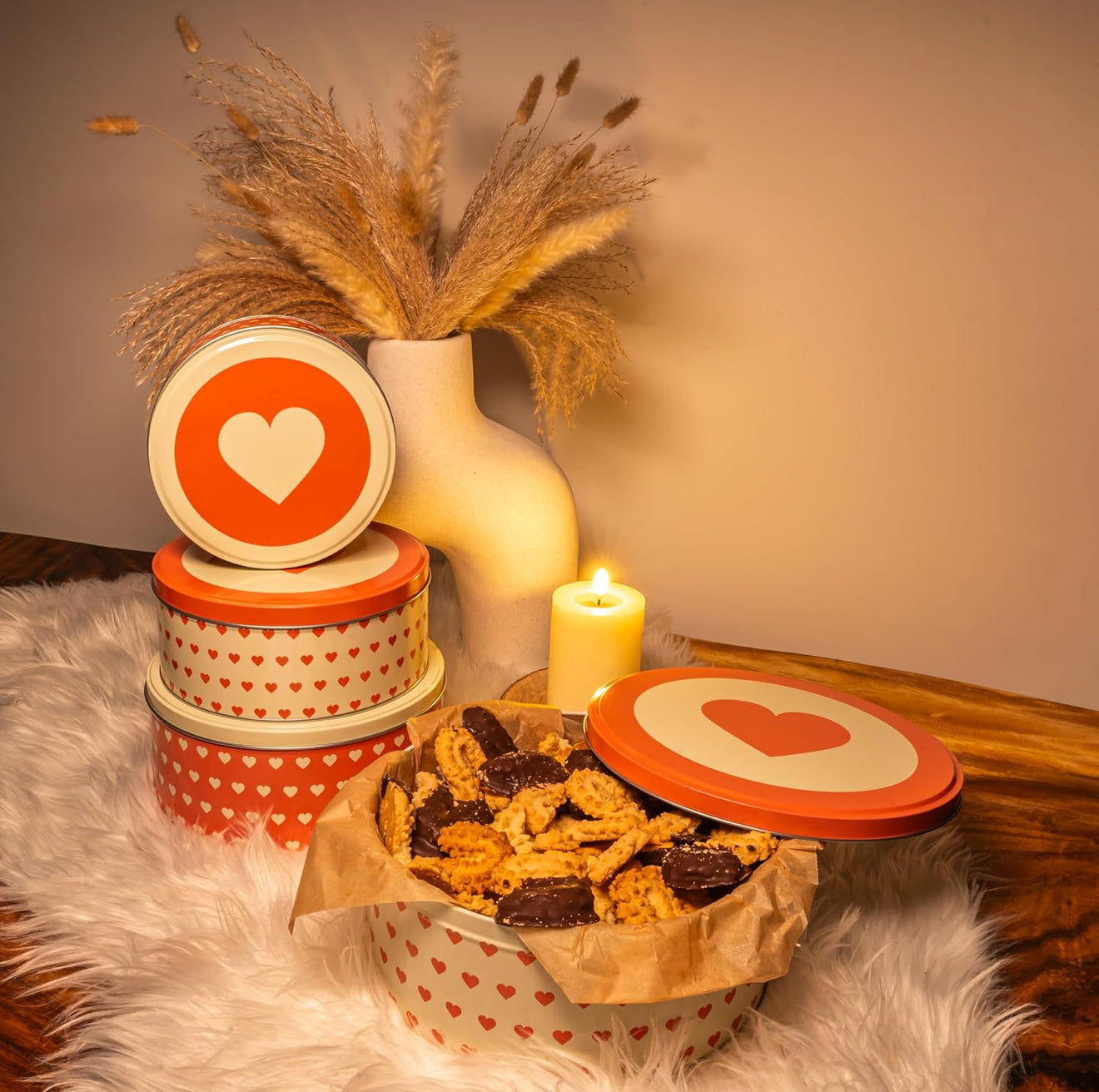 Keksdosen 4er Set - Retro Herzen