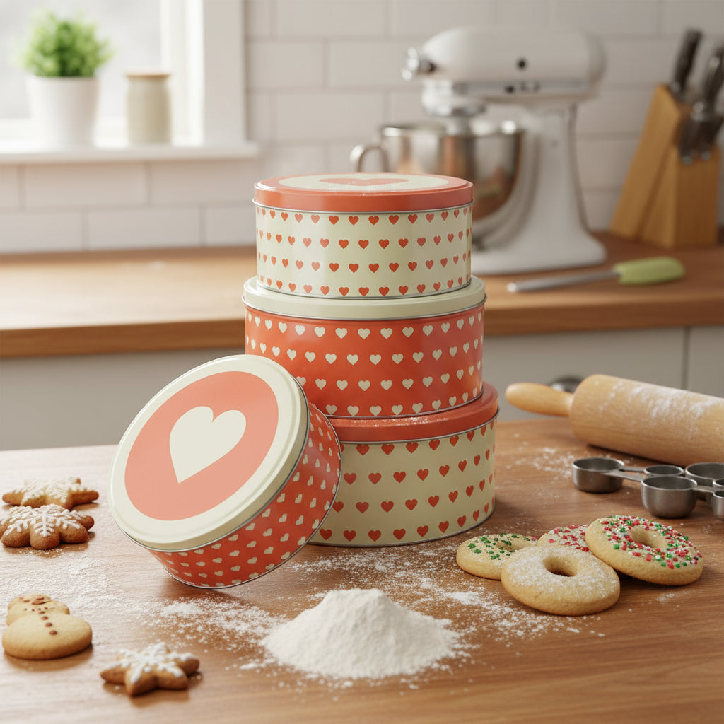Keksdosen 4er Set - Retro Herzen