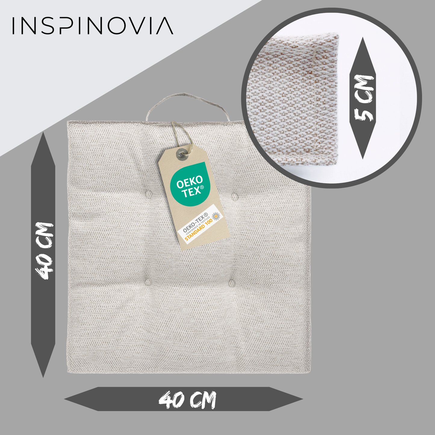 Sitzkissen 40 x 40 cm, 2er Set - Creme