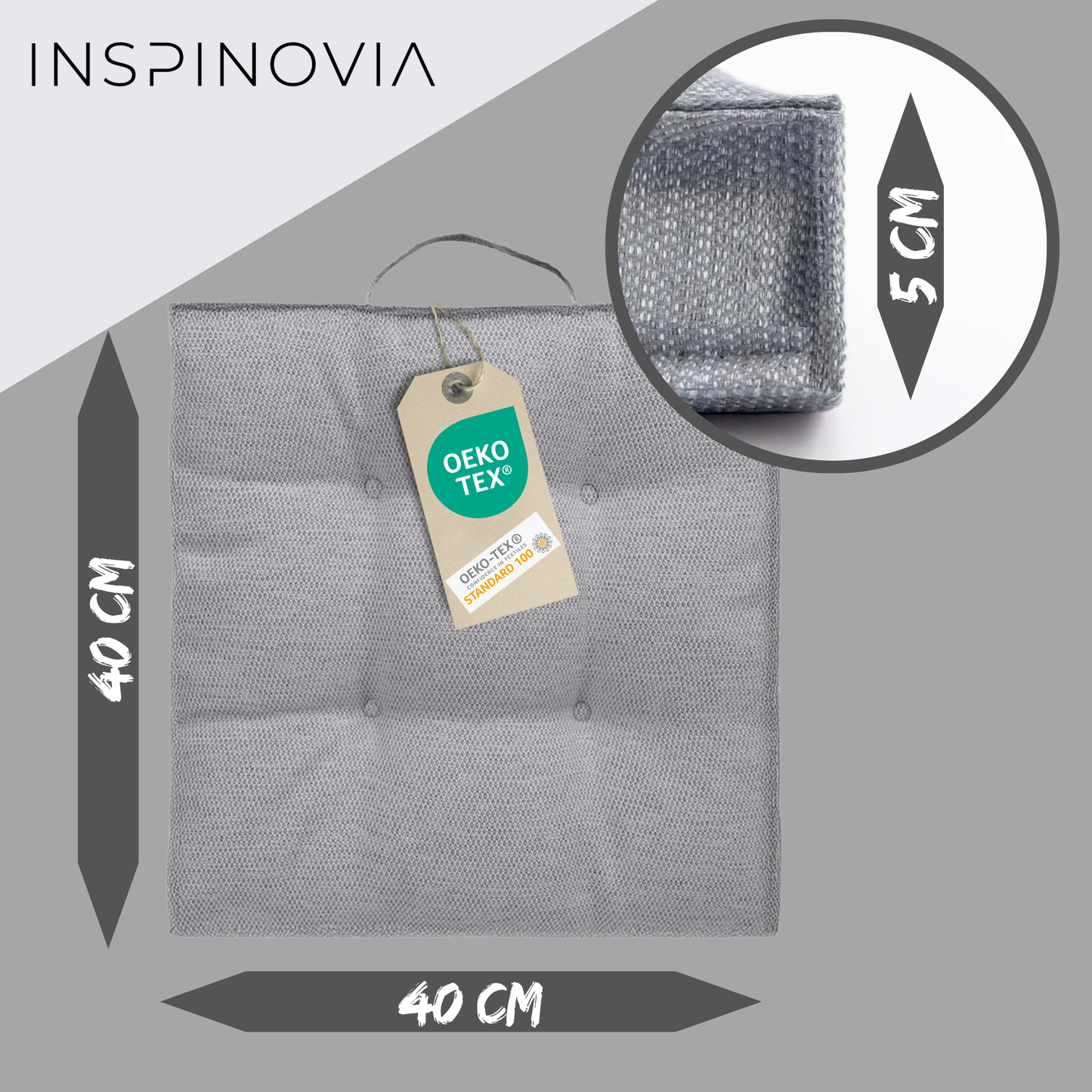 Sitzkissen 40 x 40 cm, 2er Set - Grau