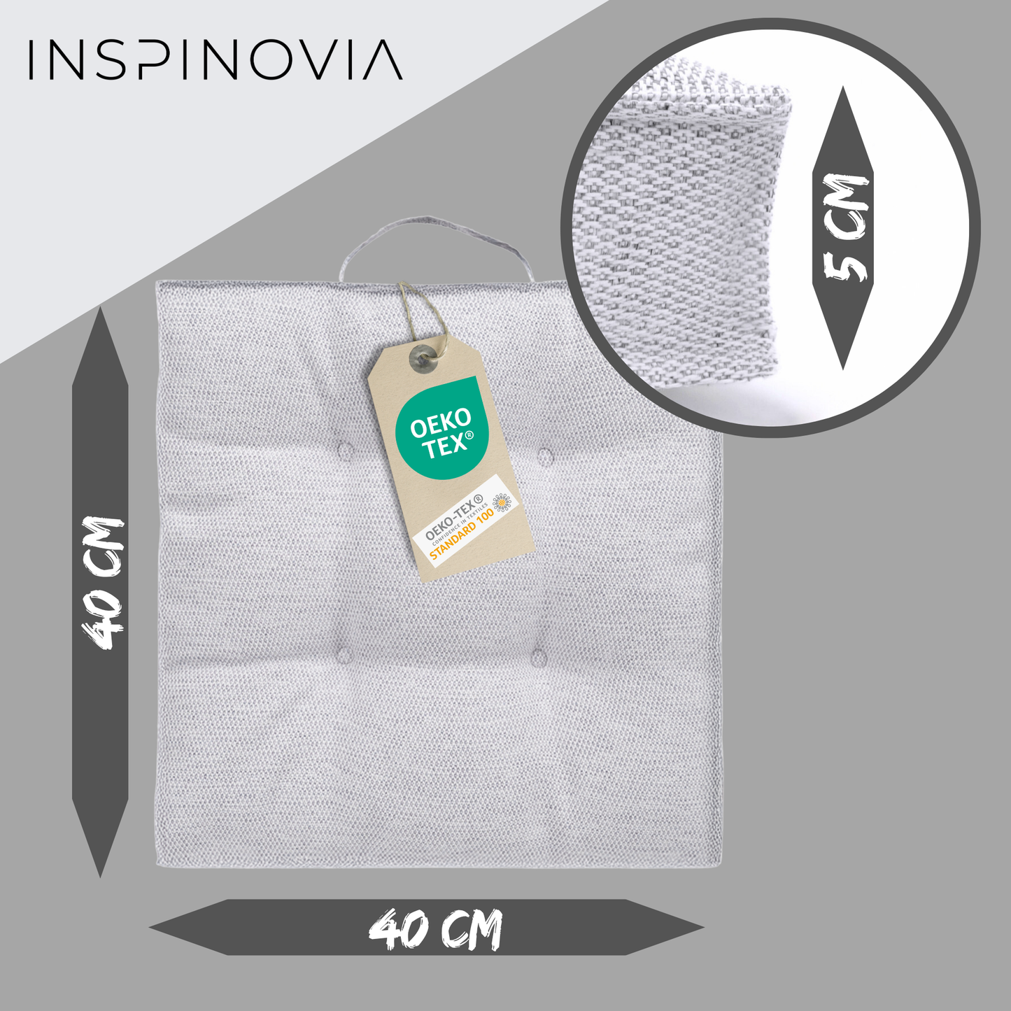 Sitzkissen 40 x 40 cm, 4er Set - Hellgrau