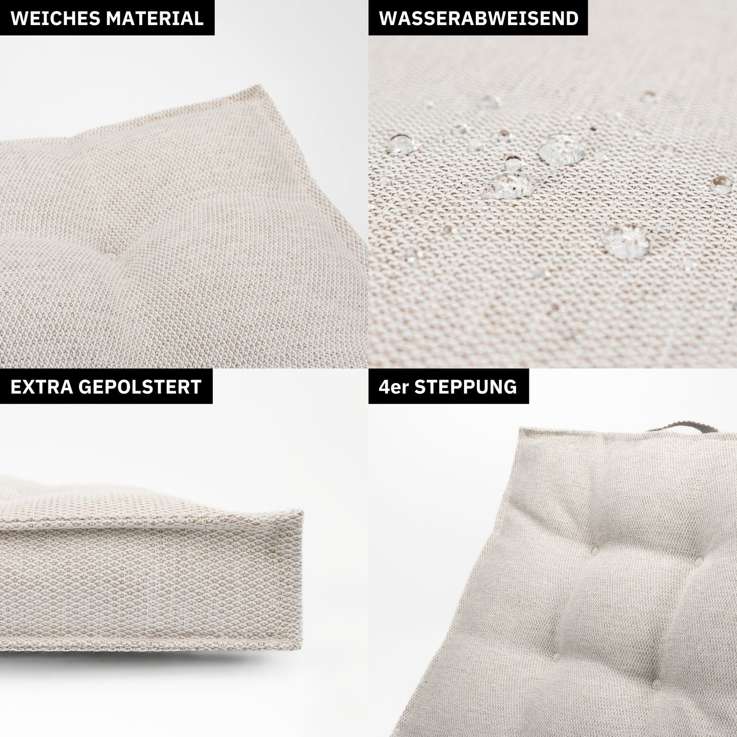 Sitzkissen 40 x 40 cm, 2er Set - Creme
