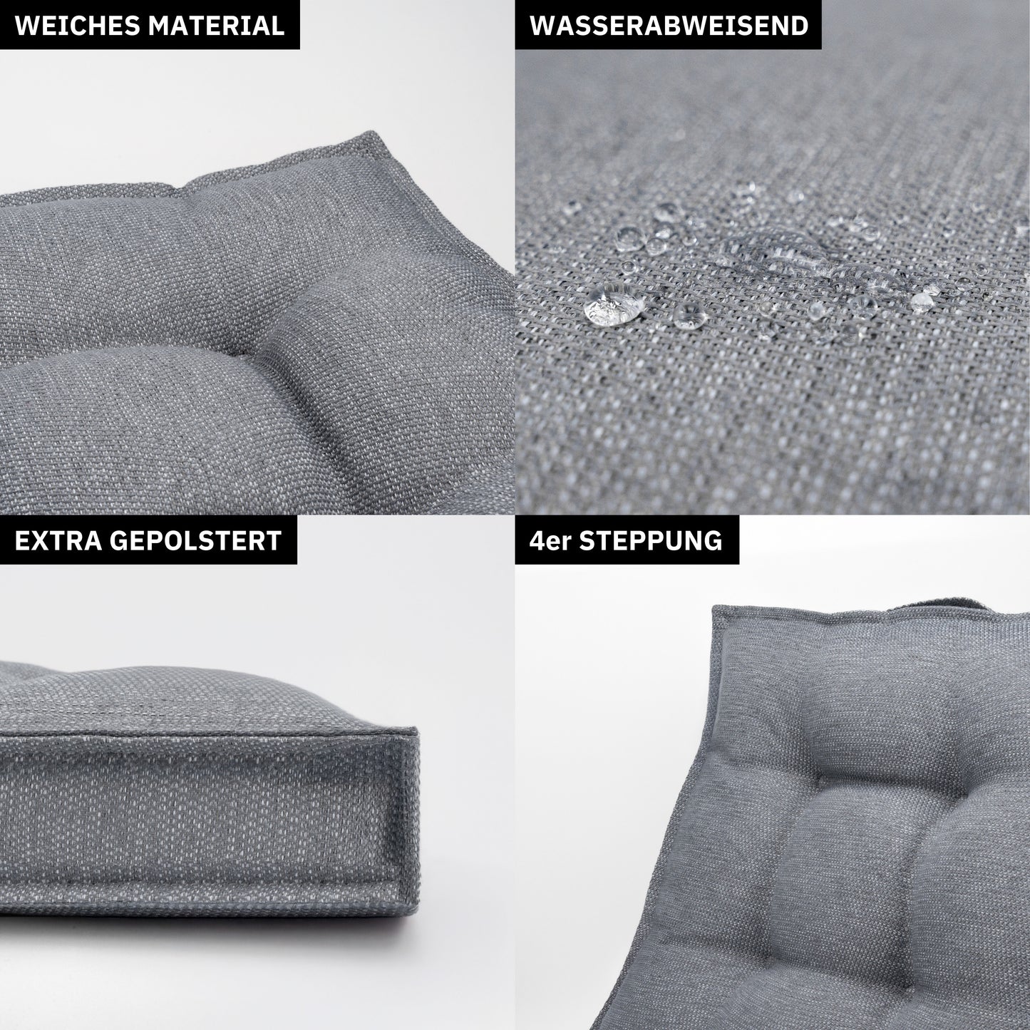 Sitzkissen 40 x 40 cm, 2er Set - Grau