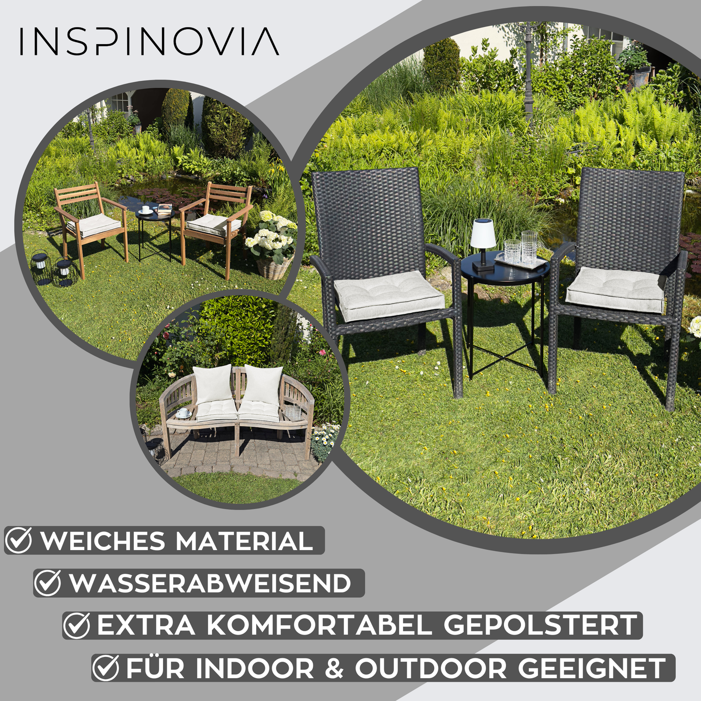 Sitzkissen 40 x 40 cm, 2er Set - Creme