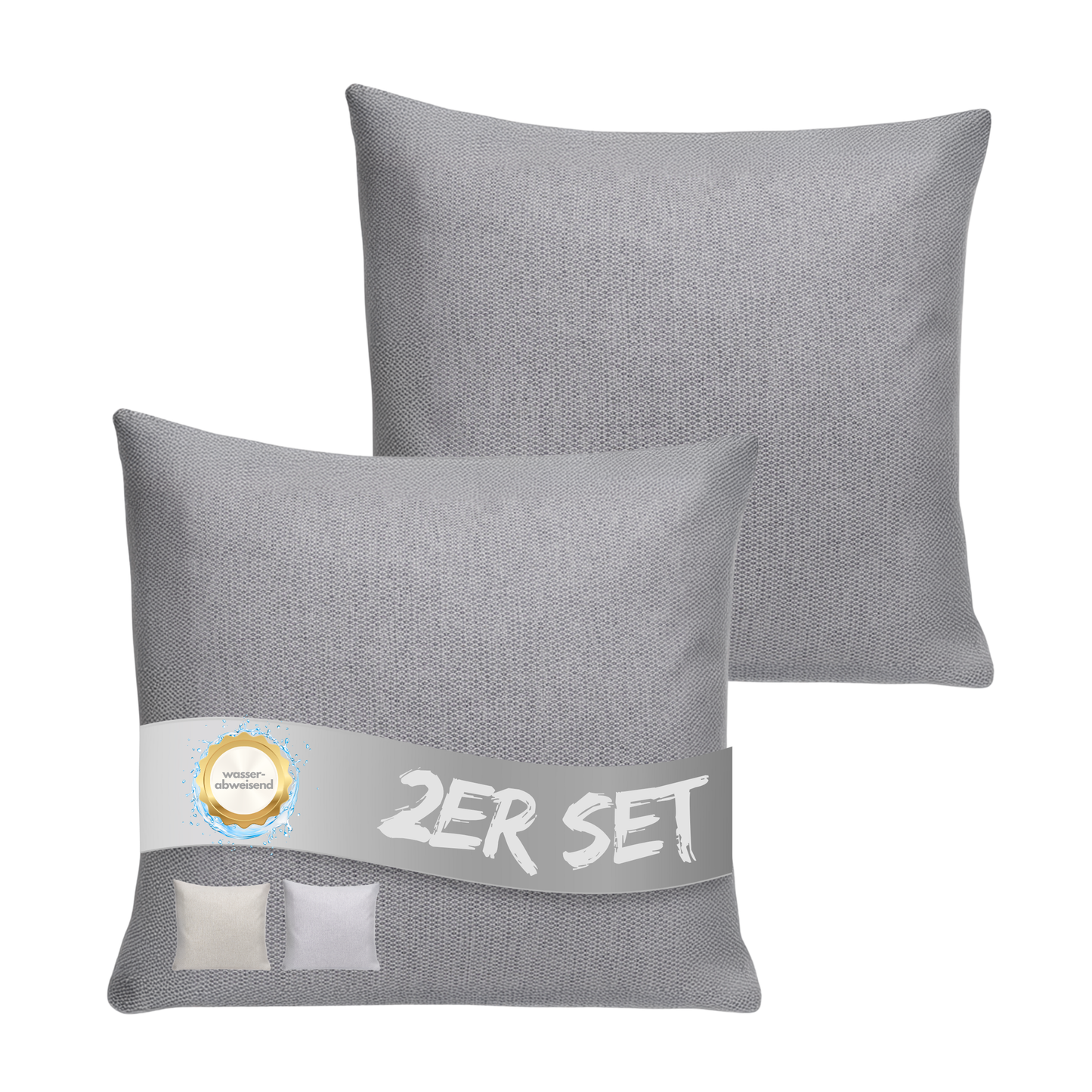 Kissen inkl. Füllung 45 x 45 cm, 2er Set - Grau