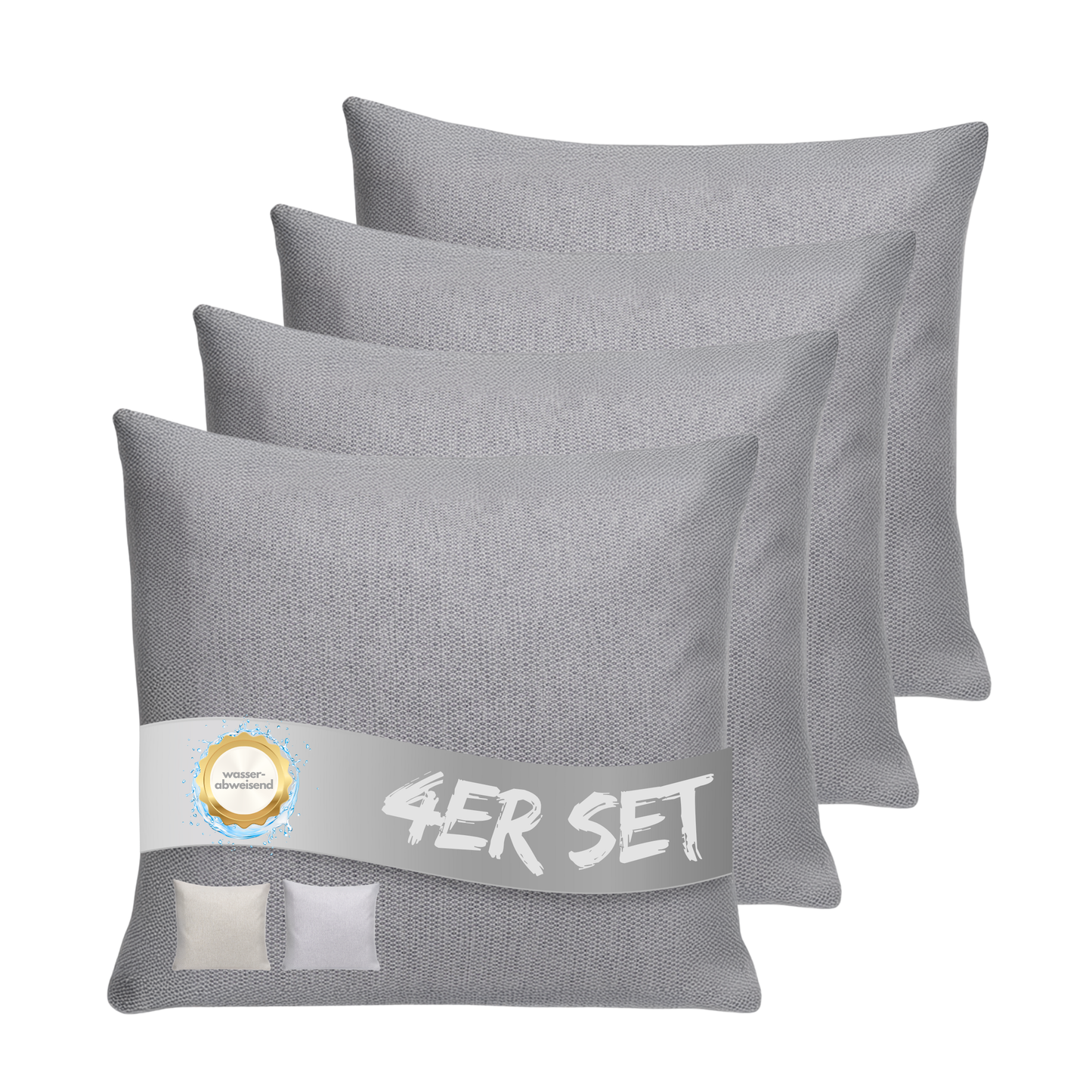Kissen inkl. Füllung 45 x 45 cm, 4er Set - Grau