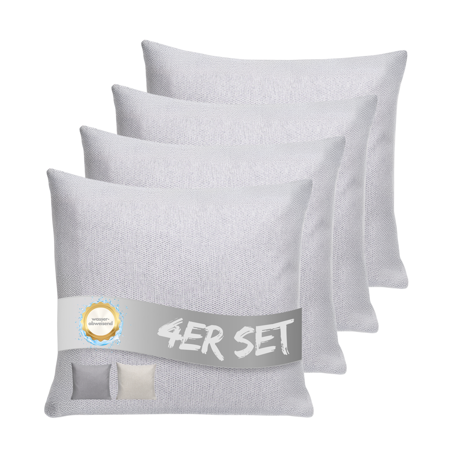 Kissen inkl. Füllung 45 x 45 cm, 4er Set - Hellgrau