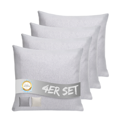 Kissen inkl. Füllung 45 x 45 cm, 4er Set - Hellgrau