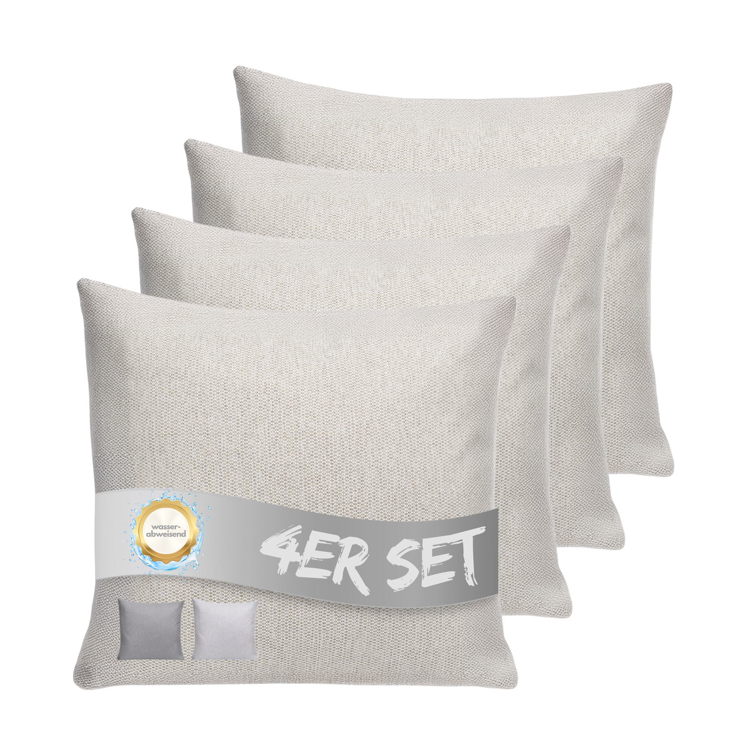 Kissen inkl. Füllung 45 x 45 cm, 4er Set - Creme