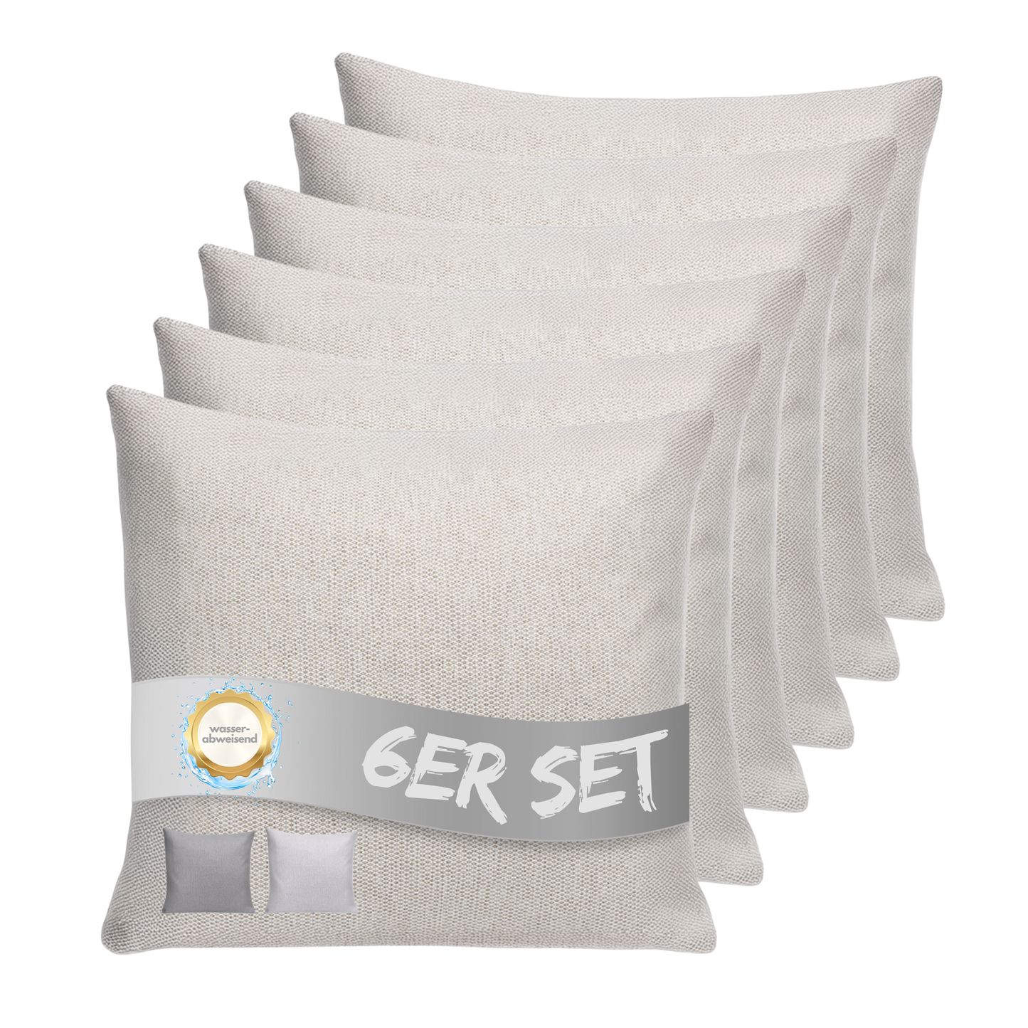Kissen inkl. Füllung 45 x 45 cm, 6er Set - Creme