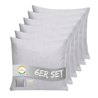 Kissen inkl. Füllung 45 x 45 cm, 6er Set - Hellgrau