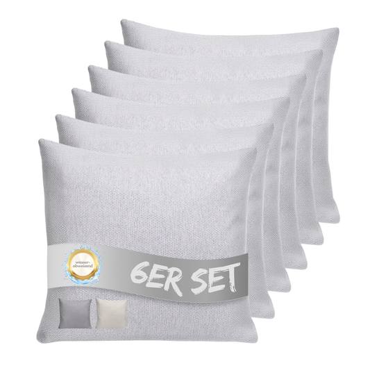Kissen inkl. Füllung 45 x 45 cm, 6er Set - Hellgrau