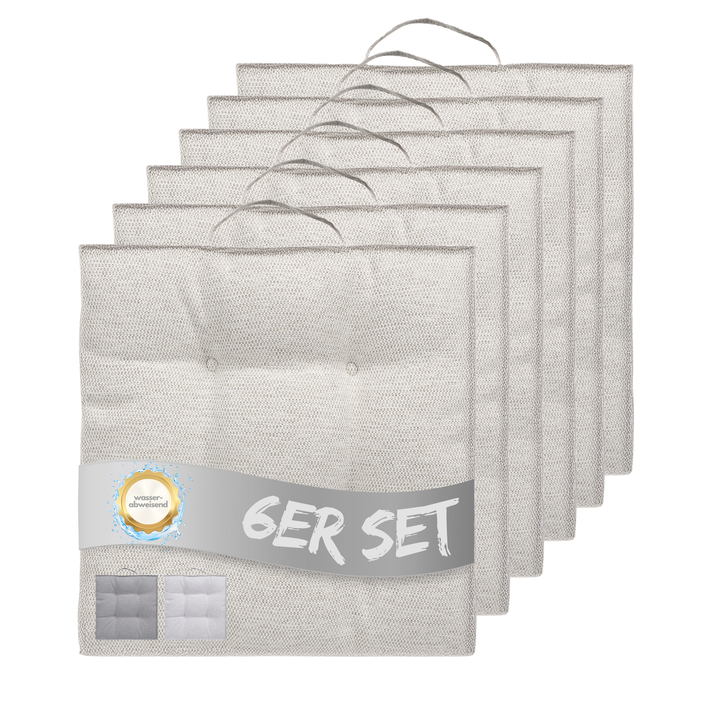 Sitzkissen 40 x 40 cm, 6er Set - Creme