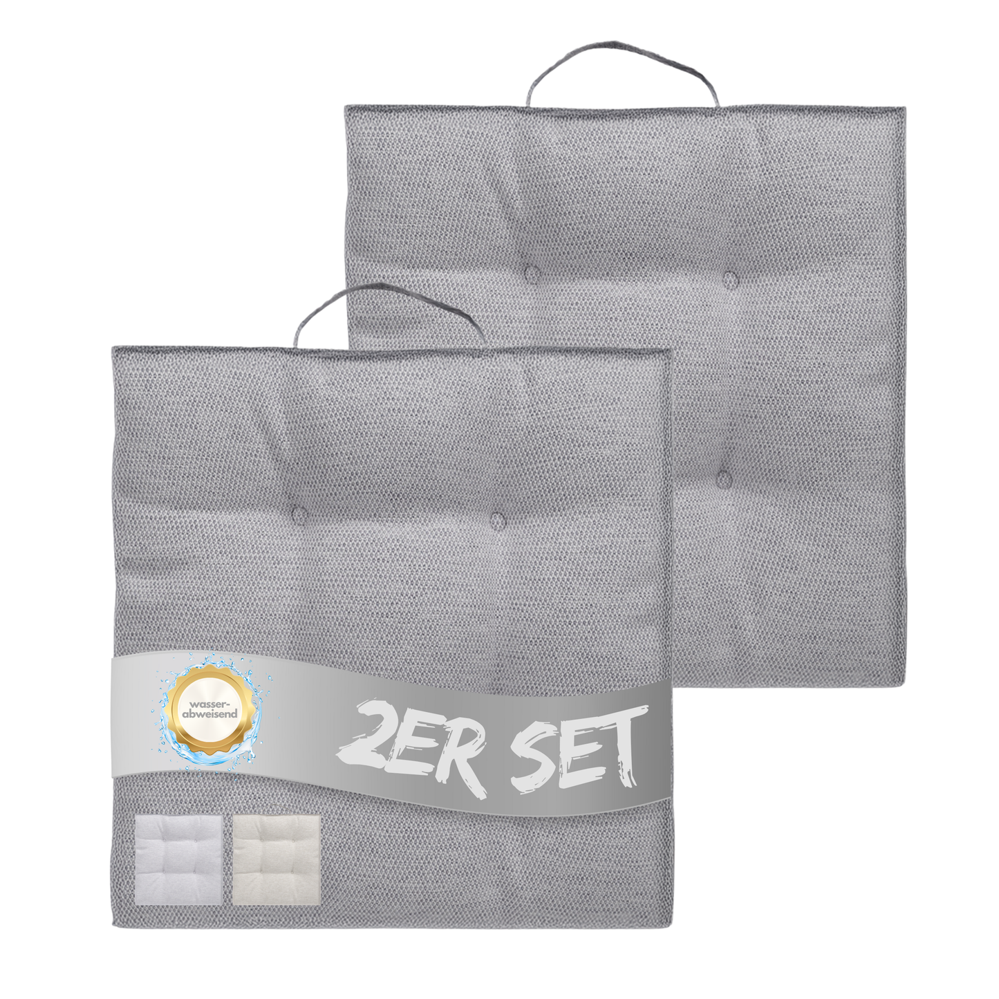 Sitzkissen 40 x 40 cm, 2er Set - Grau