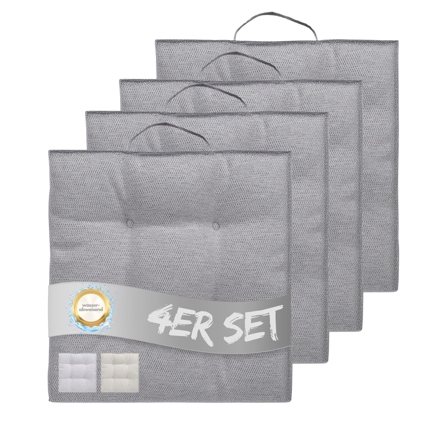Sitzkissen 40 x 40 cm, 4er Set - Grau