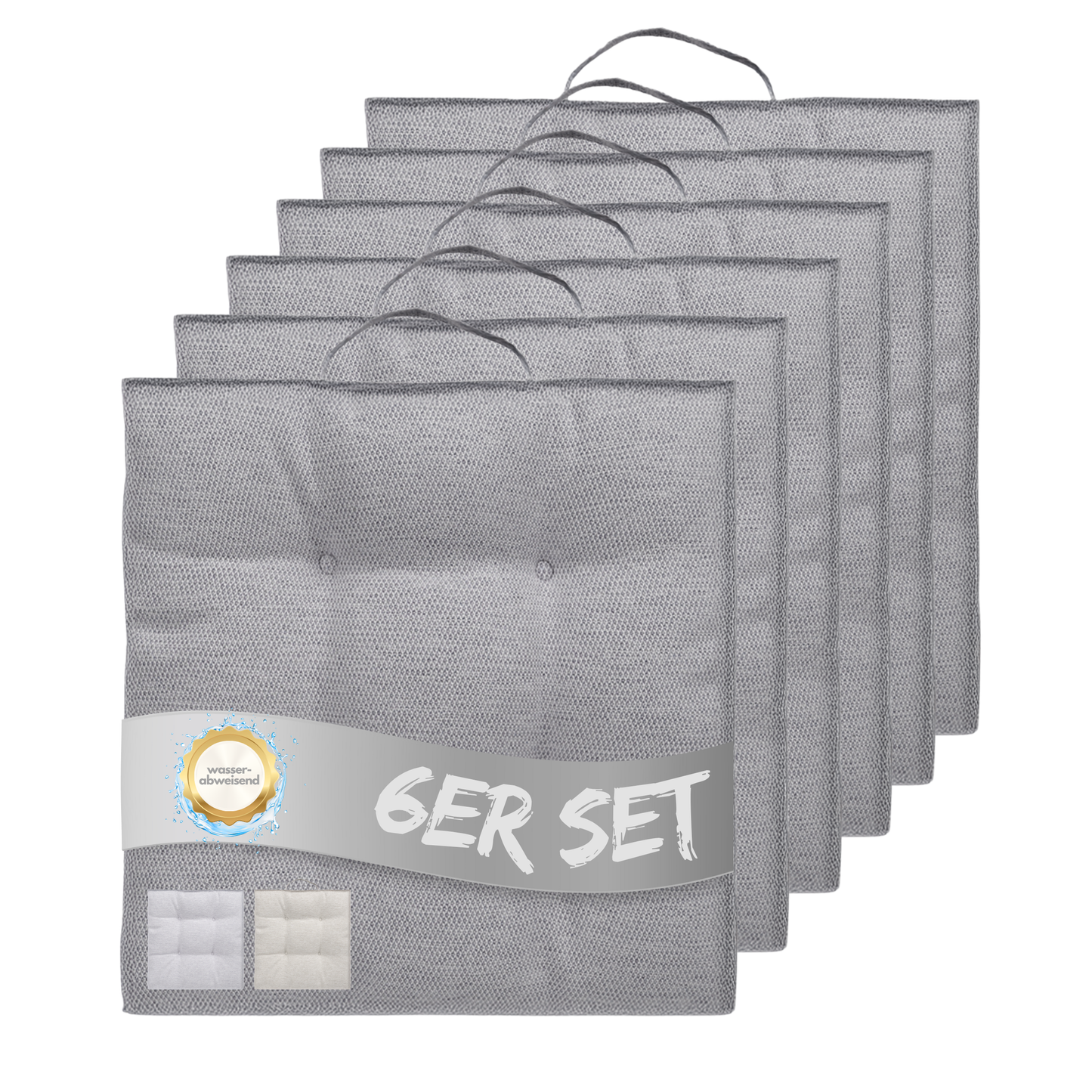 Sitzkissen 40 x 40 cm, 6er Set - Grau